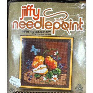 Vtg 1979 Jiffy Needlepoint #5203 PEARS & BLOSSOMS